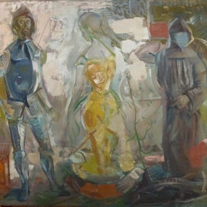 Vintage Oil Painting on Canvas in The Style of Salvador Dali