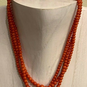 Fine Chinese Export 42 Grams Natural Coral Beads Necklace with Sterling Closure