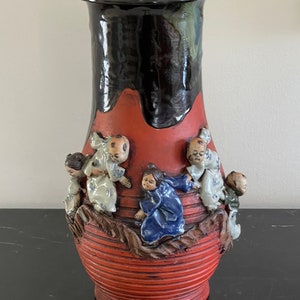 Antique Japanese Sumida Gawa Pottery Vase Purchased in London From George Knapp