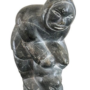 Vintage Signed Inuit Carved Stone Figurine Eskimo Art, Canada Signed ADAMIE AMM