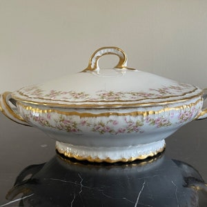 Antique Haviland Limoges France Schleiger 844 Round Covered Bowl