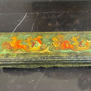 Russian Hand Painted Round Lacquer Box Signed by Artist