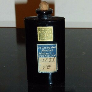 Vintage 1930's Diamant Noir Mas Madrid Empty Perfume Bottle - 3.5" Tall
