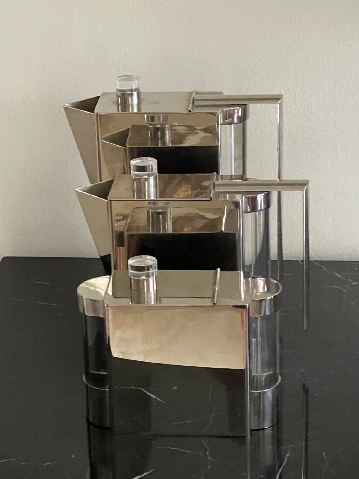 Punto Bacola for Montagnani Nickel Plated & Lucite Art Deco Style Coffee Set *