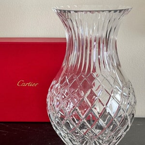 Auténtico jarrón de cristal Cartier de 12" de alto