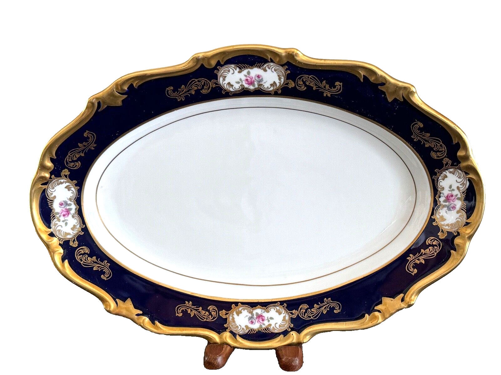 【Reichenbach】Echt Kobalt/コバルト/キャバレーディッシュ Vintage Reichenbach Echt Kobalt Germany Cobalt Blue & Gold Oval