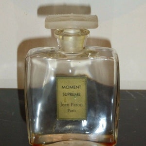 Rare Moment Supreme Perfume Bottle by Jean Patou W Frosted Stopper 5.5" H X 4" W