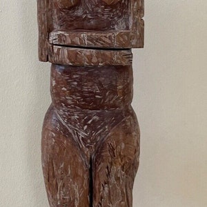 Vintage Primitive African - Style Hand Carved Wood Art