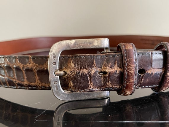 Vintage W. Kleinberg Alligator Leather Men Belt With Sterling