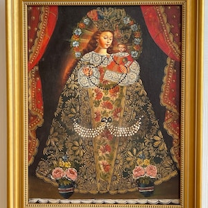 Religious Oil Painting Our Lady of the Rosary of Pomata "Virgen del Rosario"