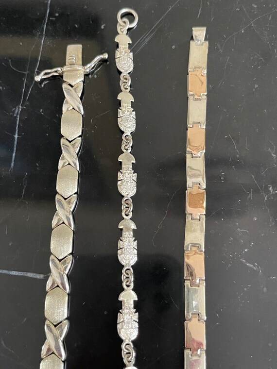 Fashion .925 Sterling Silver Set of 3 Bracelets - image 5