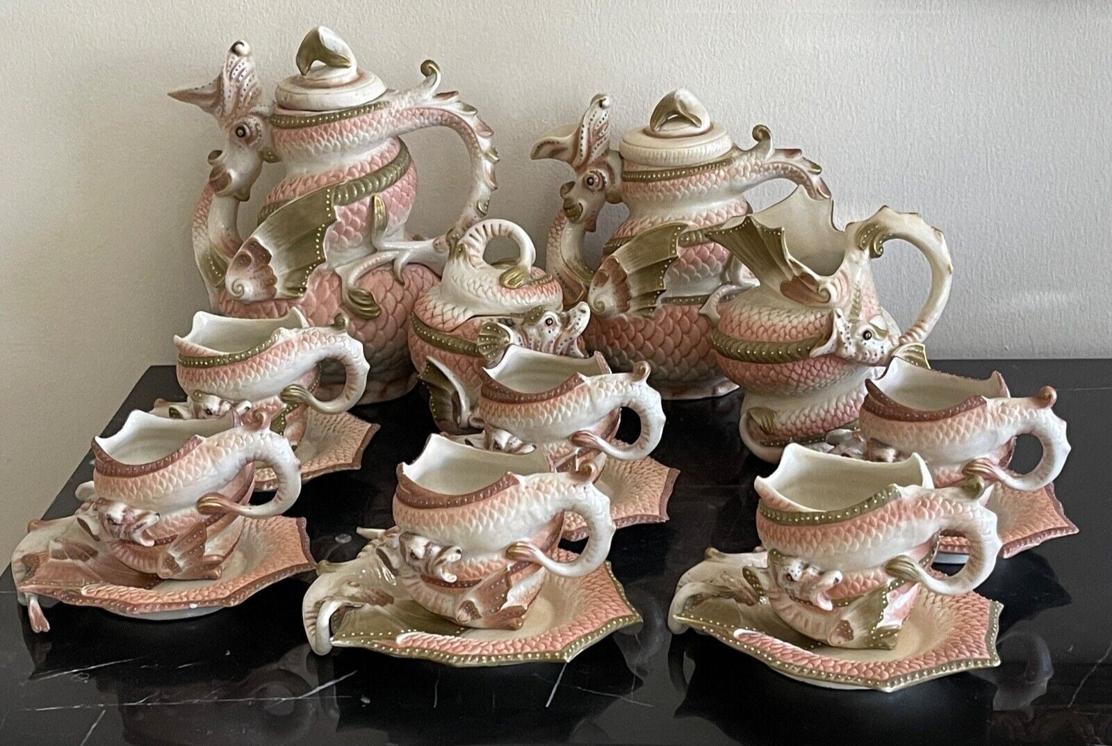 Rare Ernst Bohne Sohne German Blue Anchor Mark Porcelain Tea