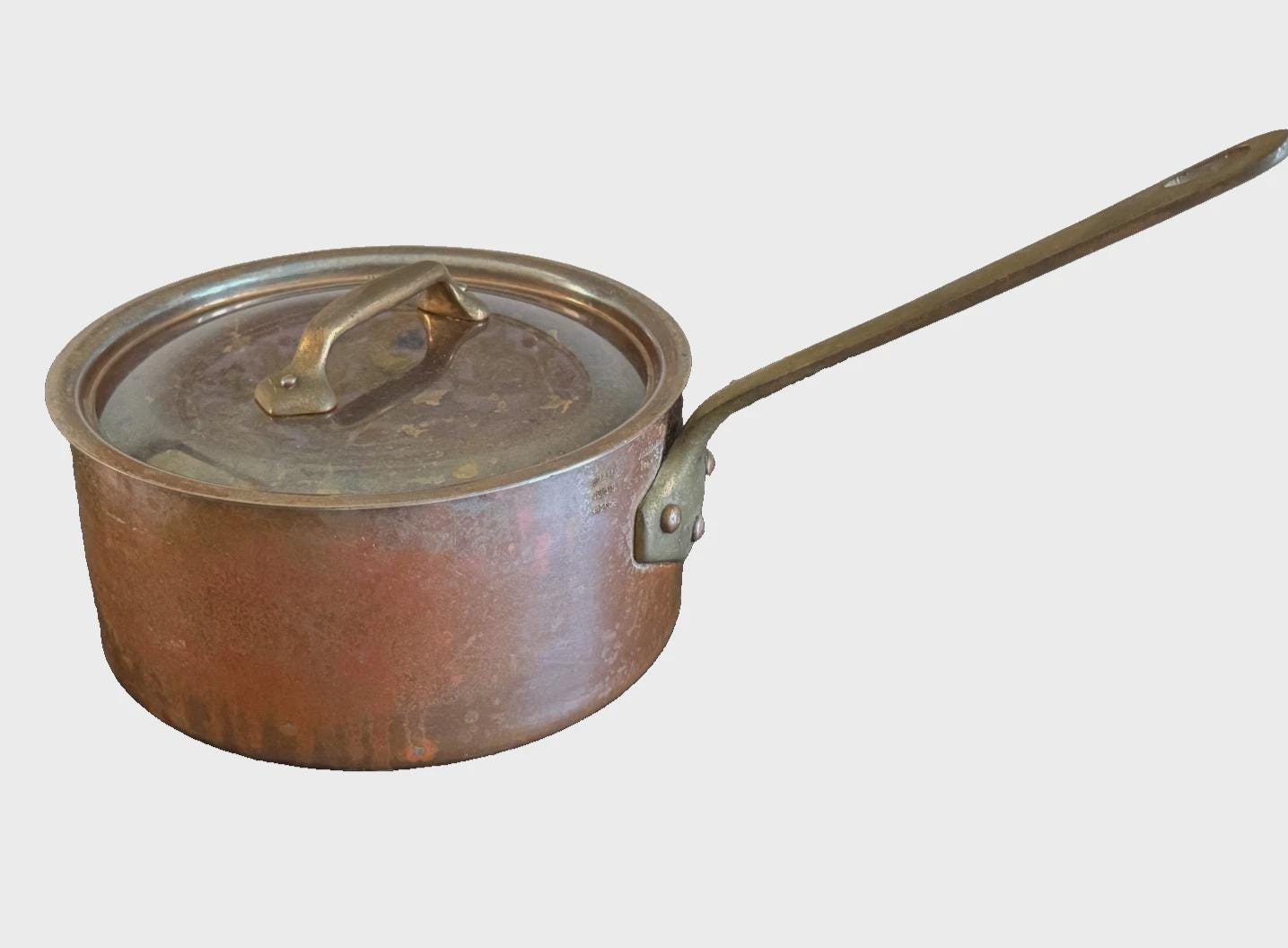 Vintage Williams Sonoma Villedieu France Tin Lined Copper Saucepan