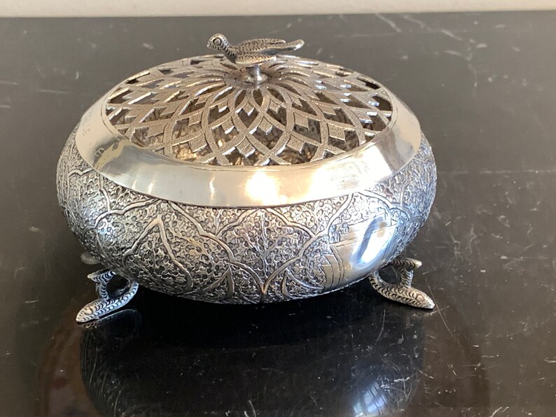 Silver Ornate Persian Islamic Incense Censer Box With Dove Etsy