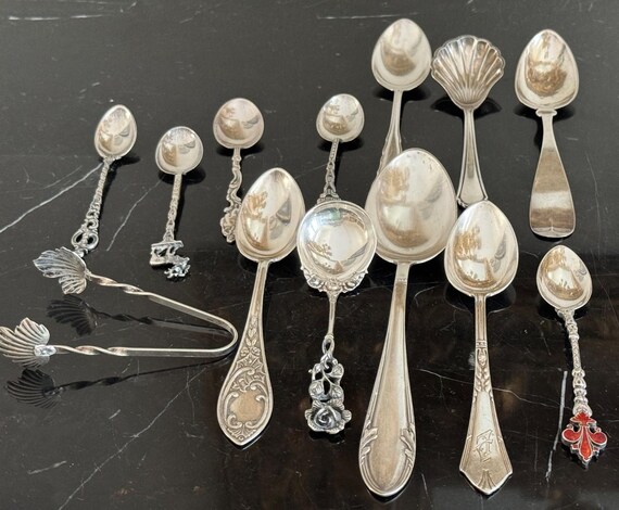 Lot of 800 Silver Spoons and Tong 230 Gram - Etsy Israel