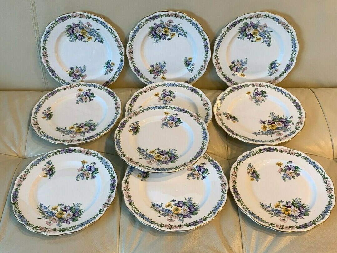 Roslyn Fine Bone China Garland Pattern Salad Plates 7 7/8 Set Etsy