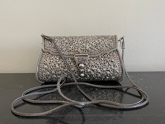 Sold at Auction: LA JEUNESSE Vntg Snakeskin & Sterling Silver Purse