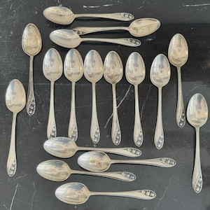 Antiker Gorham Sterling Silber Teelöffel mit Maiglöckchenmuster, 17 Stück, 440 g
