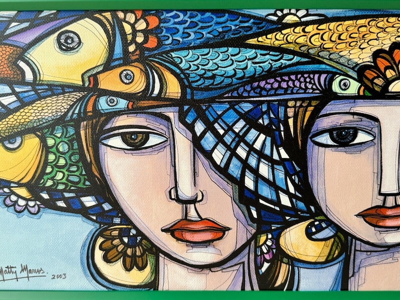 Miami Artist Matty Marcos Three Faces Acrylic Giclee Rectangular ...