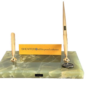 W. A. Sheaffer Textron Desk Set with Fountain Pen with 14K Nib