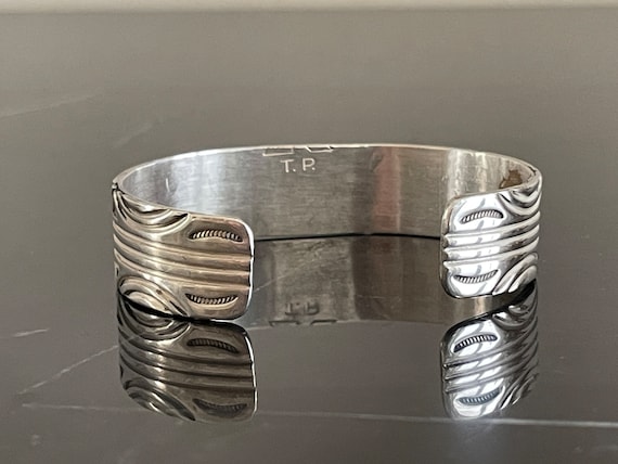 Vintage Navajo Thompson Platero Sterling Silver Bracelet With