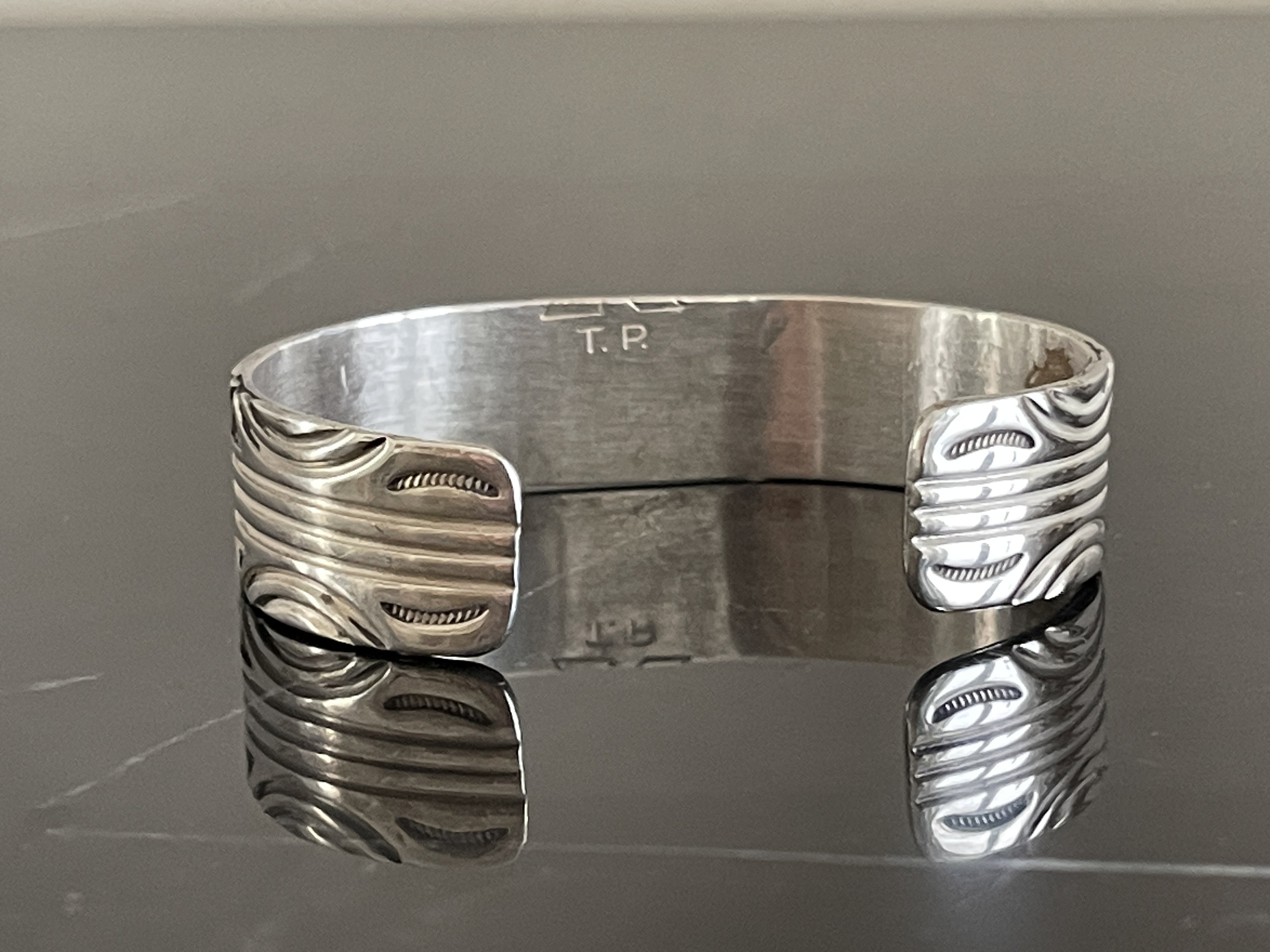 Vintage Navajo Thompson Platero Sterling Silver Bracelet With