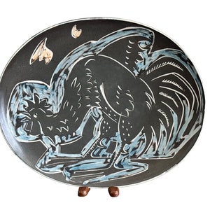 Danish Eva & Johannes Andersen Mid Century Modern Rooster Pottery Plate