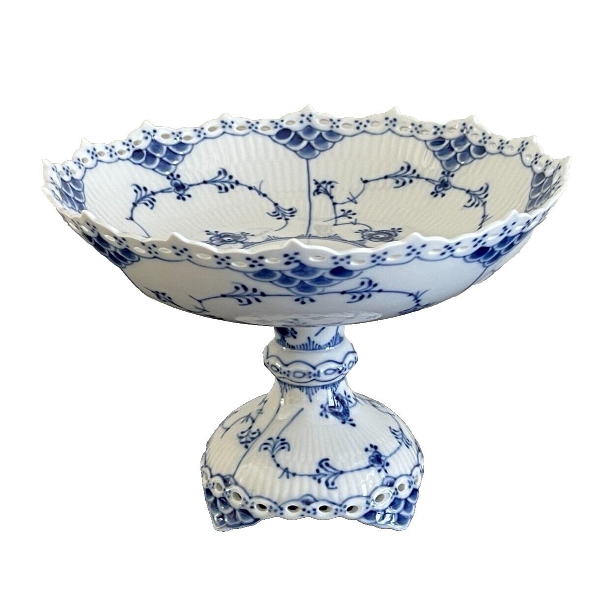 ロイヤルコペンハーゲン 磁器 ブルーフルーテッド フルレース ケーキ皿