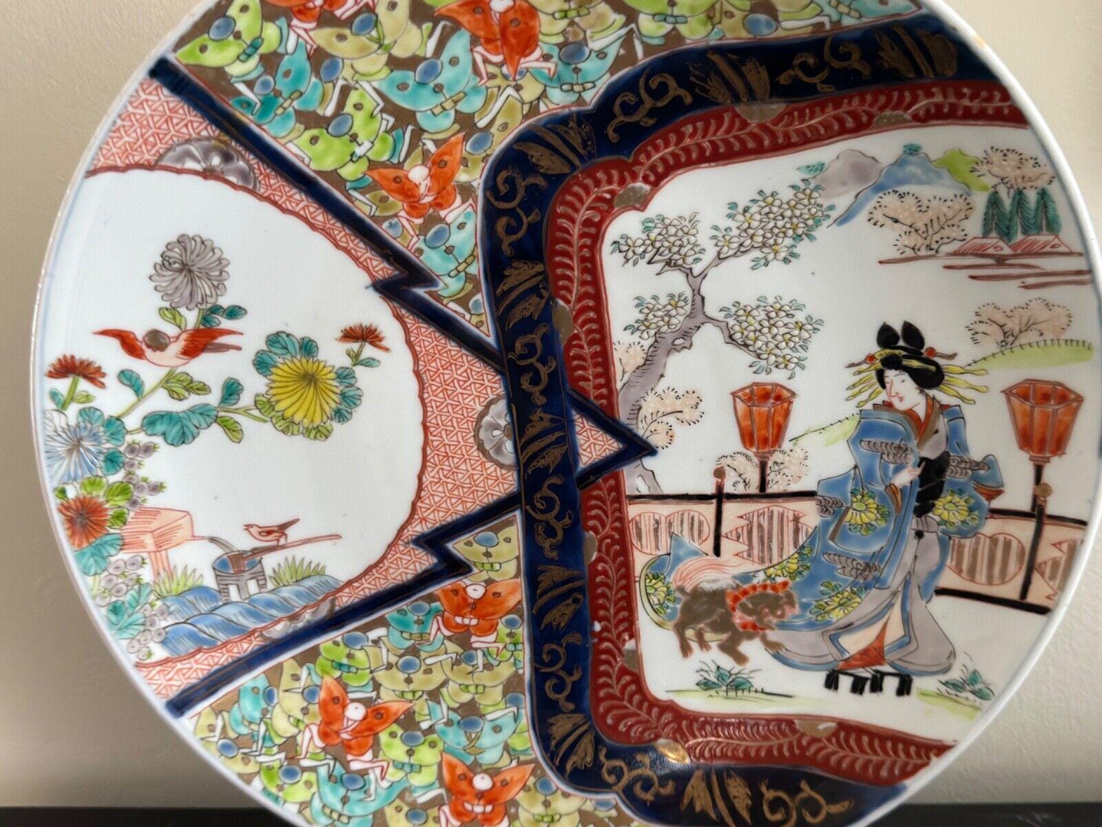 日本の美しい明治時代の伊万里芸者皿 - Etsy 日本