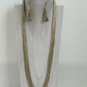 Vintage Navajo Liquid Sterling Silver 50 Strands Necklace & Earrings 90 Grams