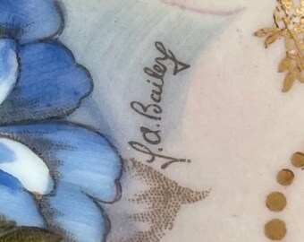 Aynsley England Bone China Signed by J. A. Bailey Cabbage Rose