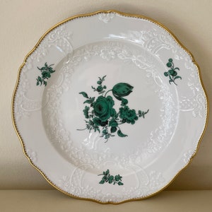 Meissen Flowers Bouquet Copper Green 9 3/4" Dinner Plate