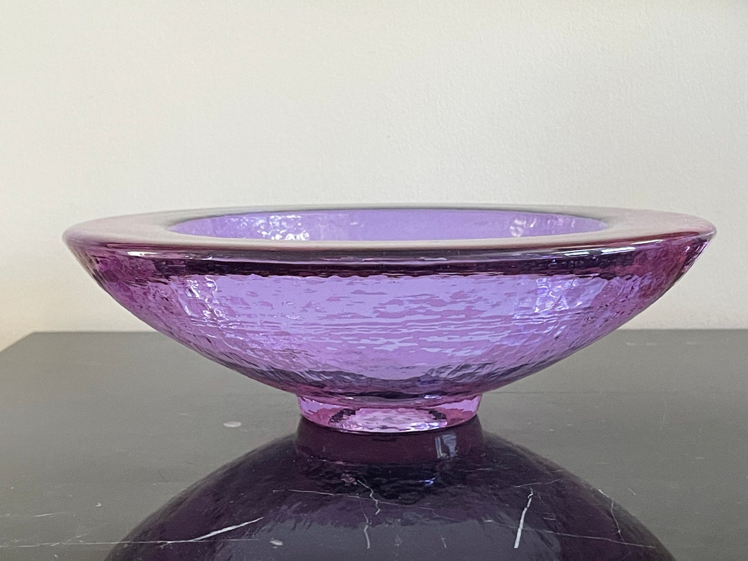 Fire and Light Recycled Art Glass Lavender Neodymium 10 3/4 Wide Lipped