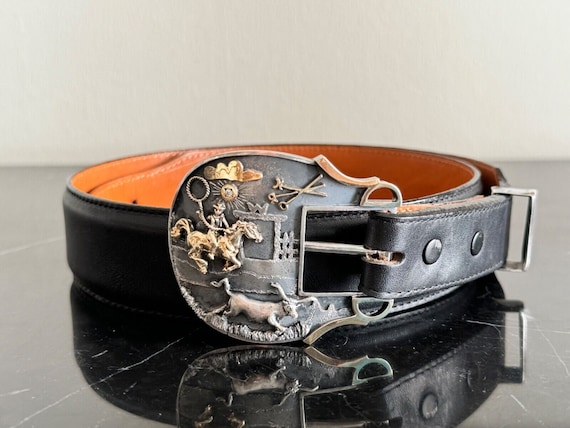 Pat Areias Leather Belt Sterling Silver Gold 14K & White  display picture 1