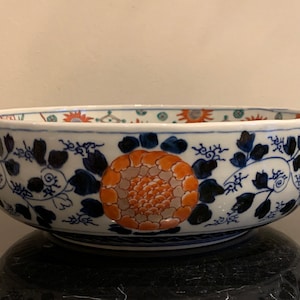 Antique Chinese Kangxi Period Large Famille Verte Double Blue Circles Bowl