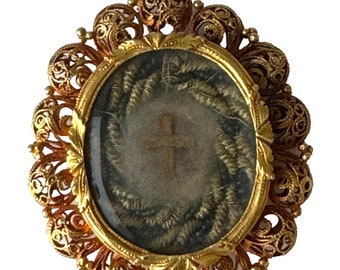 Authentic Old 18 Kt Gold Christian Reliquary Relic Jesus Christ Cross Pendant
