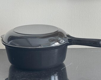Le Creuset Enamel Over Cast Iron Multifunction Black #26 Sauce Pan Skillet Combo