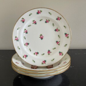 Mintons H819 Pink Roses and Buds 1 Salad Plate and 3 Rim Soup Bowls