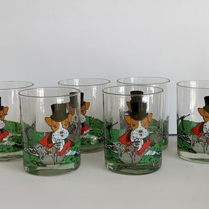 Gant Gaither 6 Signed Hand Painted Zoophisticates Whimsical Drinking Glasses