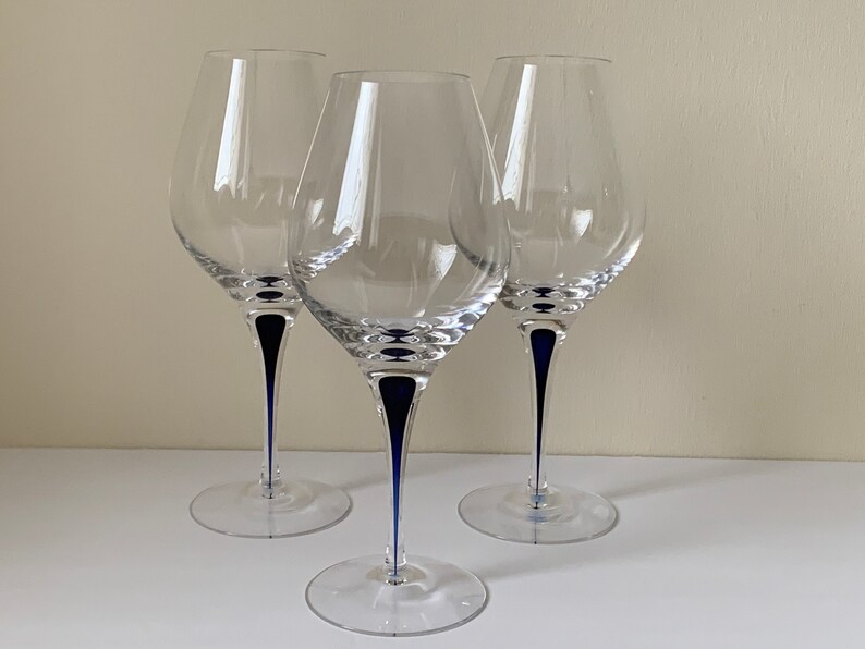 Orrefors Intermezzo Blue Aroma 9 5/8 Wine Glasses Set of Etsy