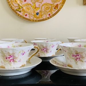 Antique Theodore Haviland Limoges Set of 8 Cups and Saucers