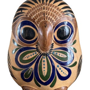 Huge Tonala 15.5" Tall by 13" Wide Mexican Decorative Pottery Owl Statue