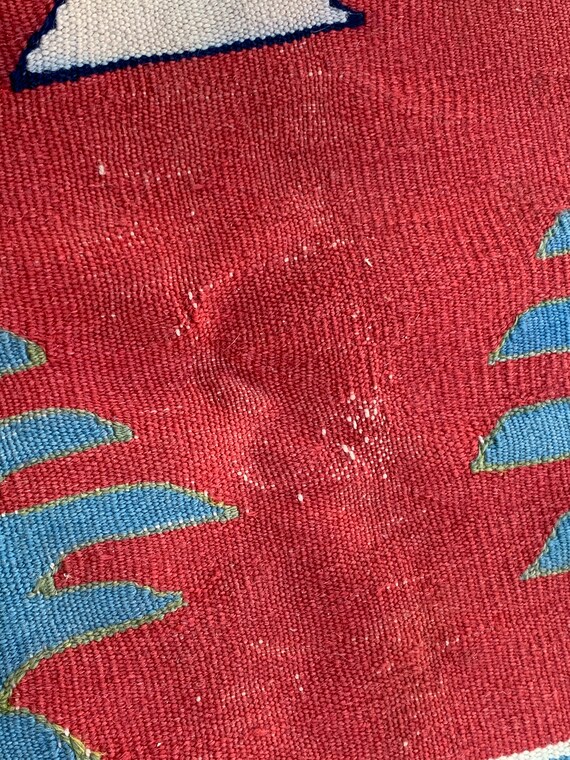 Vintage Vibrant Multicolor Wool Woven Rug With Fringed Ends - Etsy