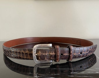 Vintage JM Sterling Silver 925 Lizard Belt Buckle Genuine Lizard Brown Size 34 Vintage JM Sterling Silver 925 Lizard Belt Buckle Genuine  main image 3