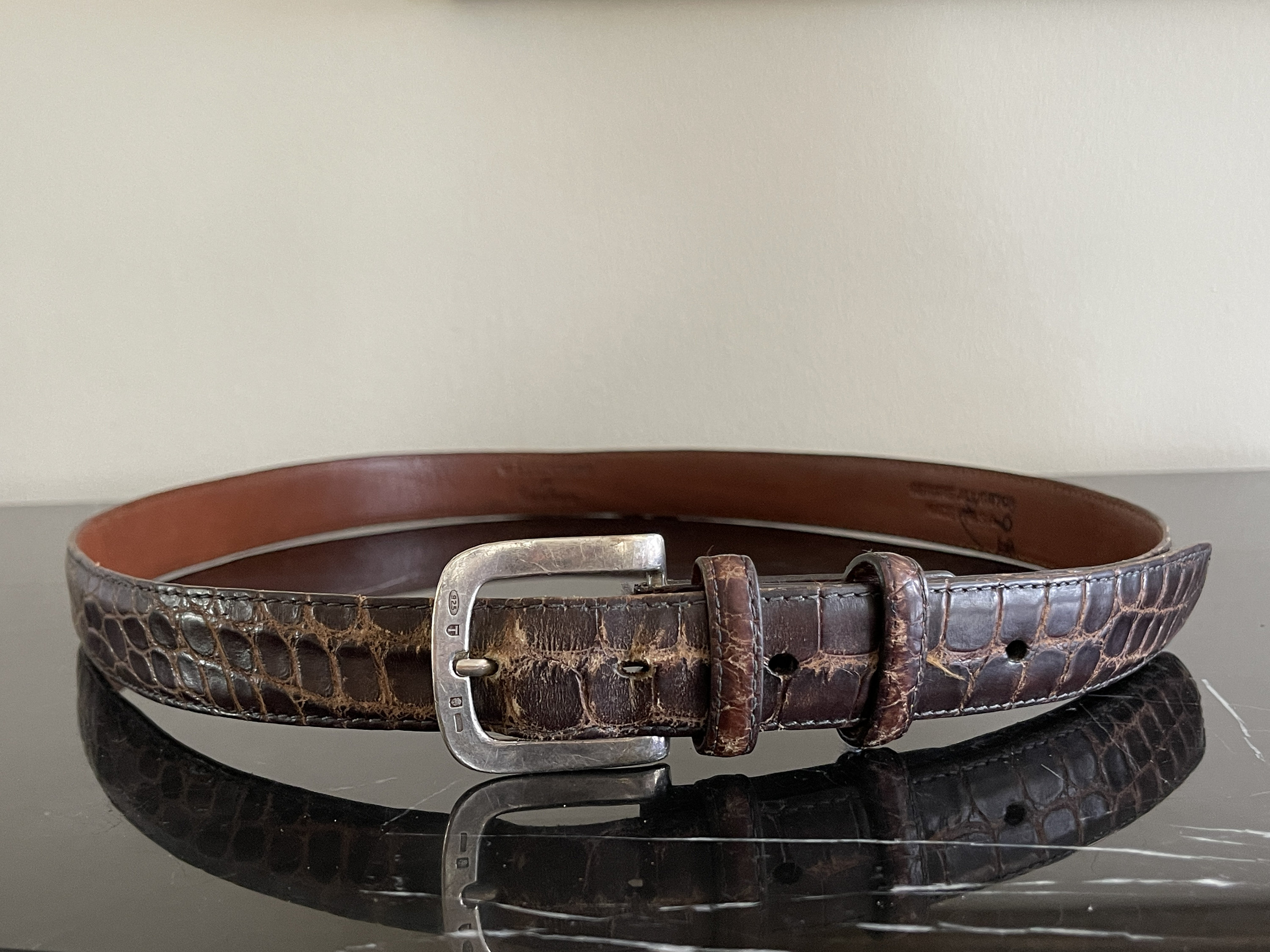 W.Kleinberg Vintage Crocodile Belt with Covered Buckle Peanut Sundance / M - 34