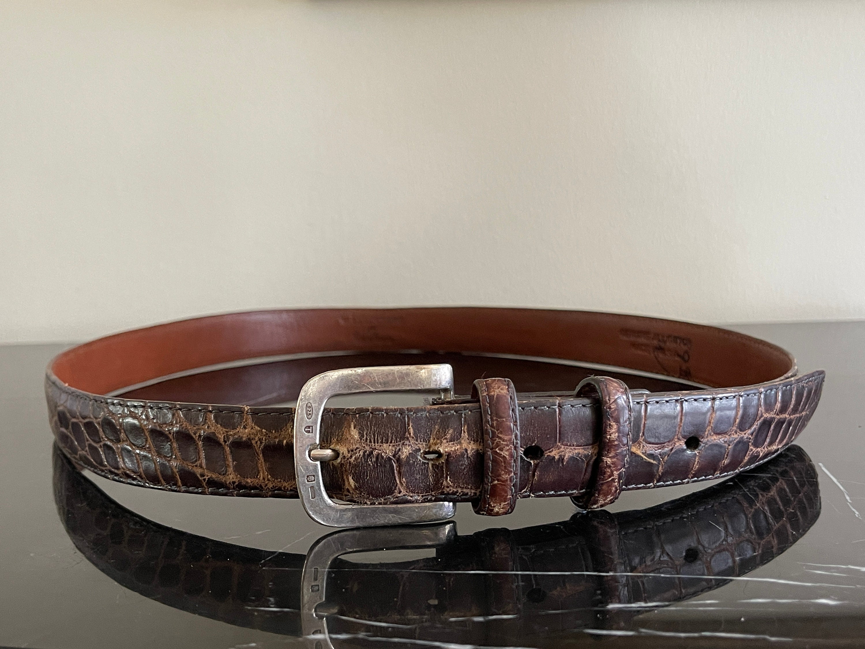 W.Kleinberg Vintage Crocodile Belt with Covered Buckle Peanut Sundance / M - 34