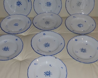12 Antique Bohemia Pottery Dinner Plates 9 1/8"
