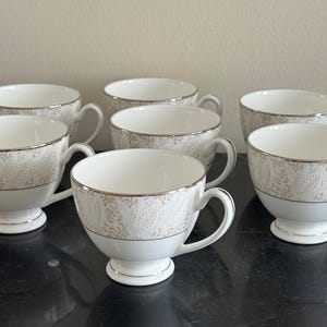 Waterford Bassano Pattern Fine China Set of 7 Tea Cups - Saucers NOT Included