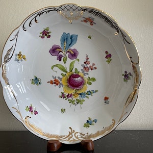 Dresden Porcelain Hand Painted 9 3/4" Floral Bowl