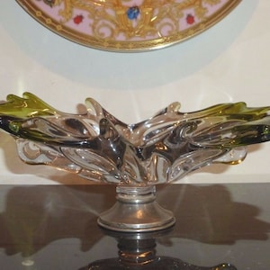 Victorian Leaves Glass Bowl with Sterling Base